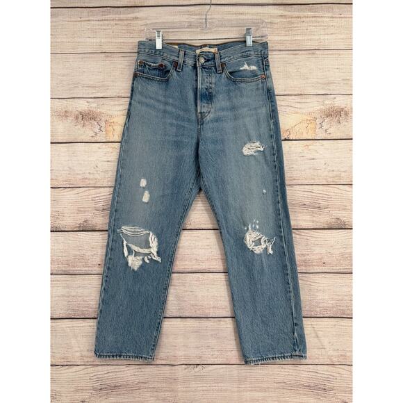 Levi's Premium Wedgie‎ Straight Jeans Women's Size 28 Blue Light Wash Denim - Picture 1 of 15